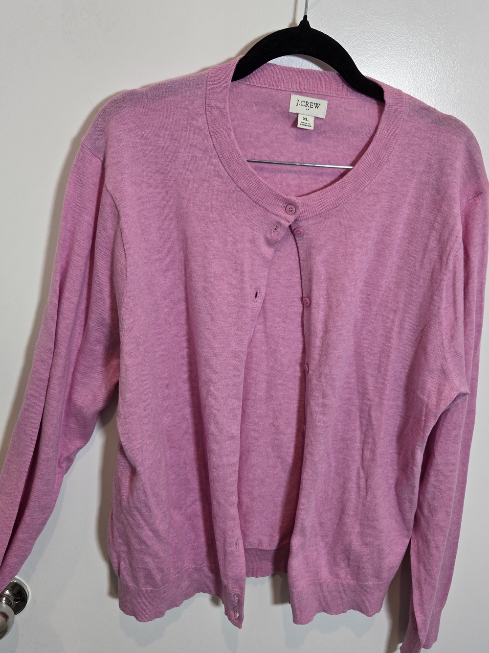 J. Crew Factory Heathered Pink Button-Front Cardigan